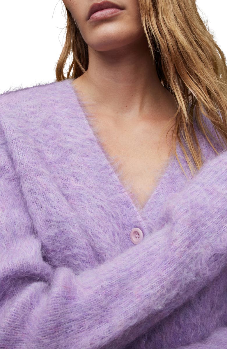 AllSaints Wick Crop Cardigan, Alternate, color, Lilac Haze