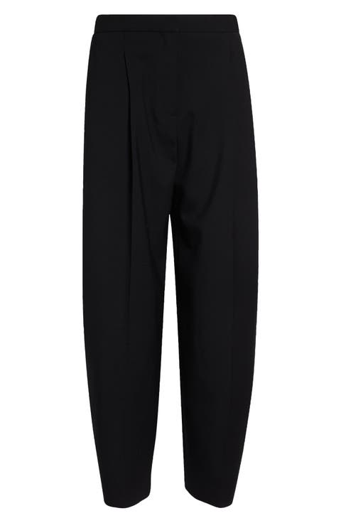 Tailored Wool Stretch Gabardine Barrel Leg Pants