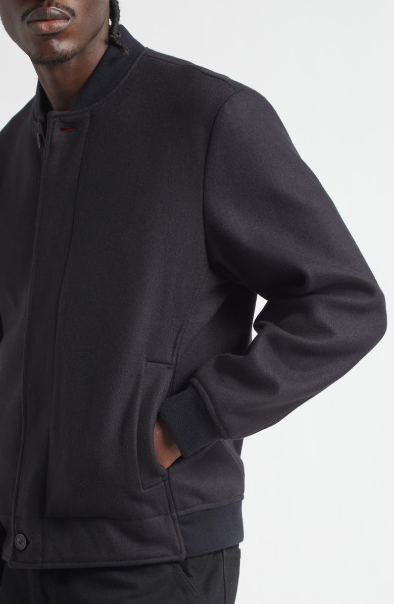 Sunspel Boiled Wool Blend Jersey Bomber Jacket, Alternate, color, Navy