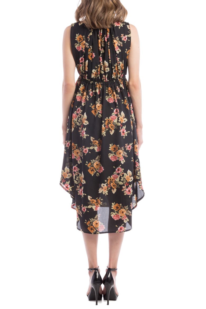 Grecian Maternity/Nursing Dress, Alternate, color, BLACK/ GOLD FLORAL