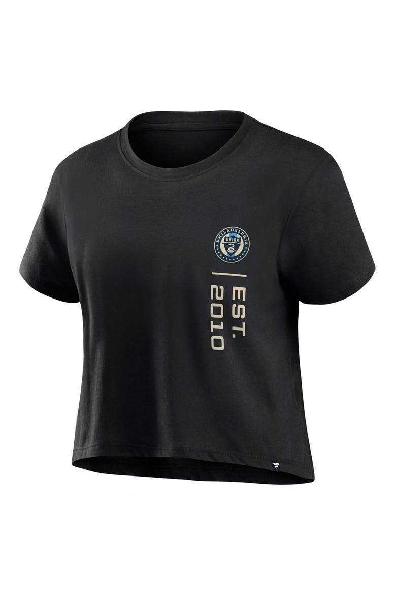 Women's Fanatics Branded Black Philadelphia Union Chip Pass Fashion Cropped T-Shirt, Alternate, color, Black