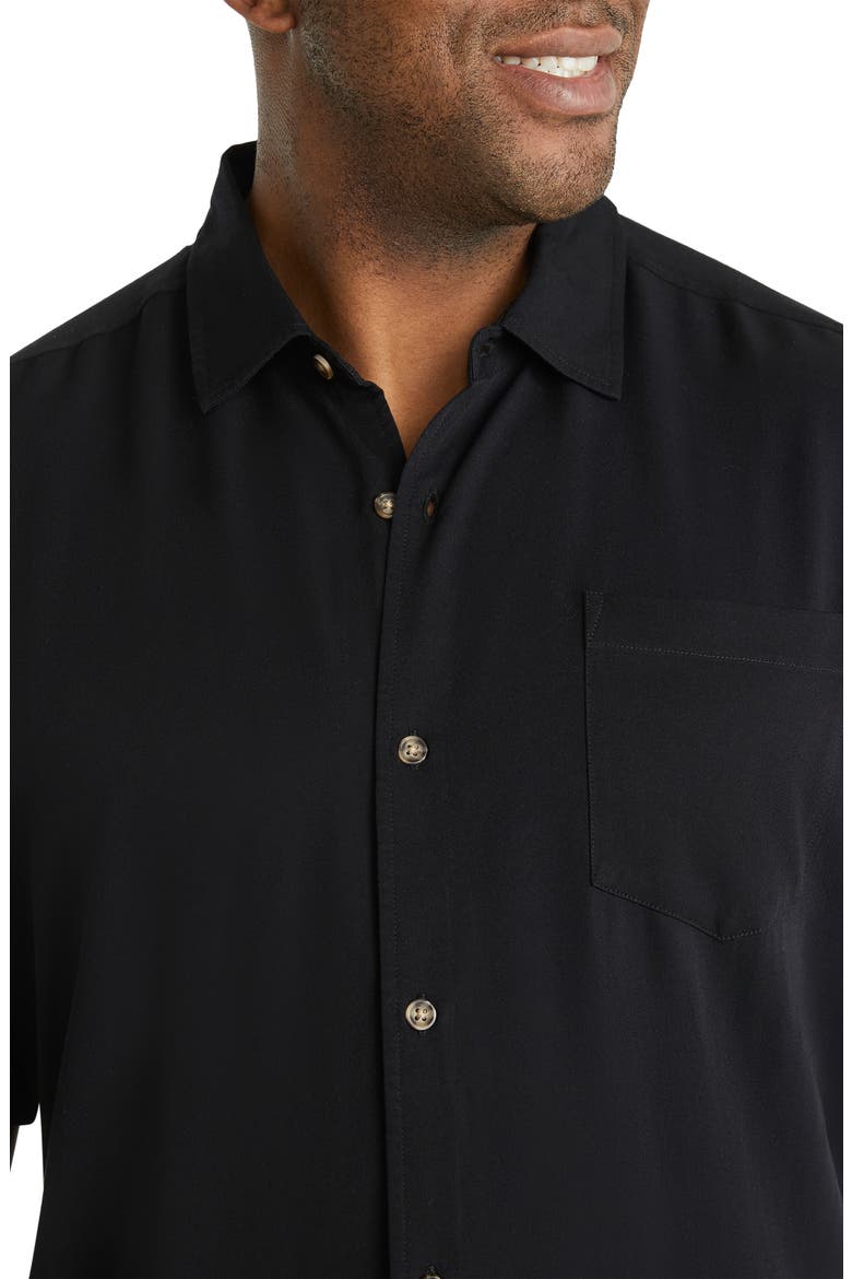Corfu Solid Black Short Sleeve Button-Up Shirt, Alternate, color, BLACK