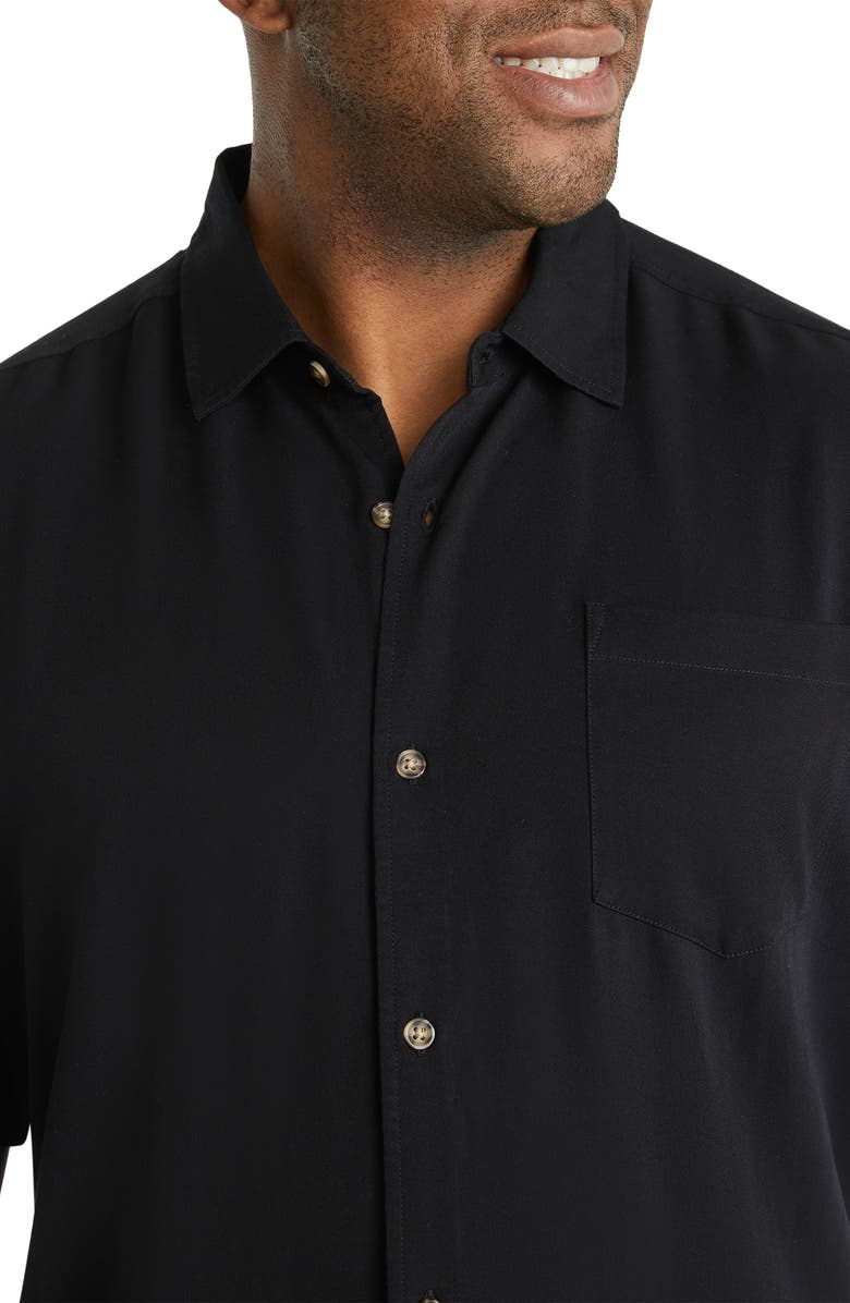 Johnny Bigg Corfu Solid Black Short Sleeve Button-Up Shirt, Alternate, color,