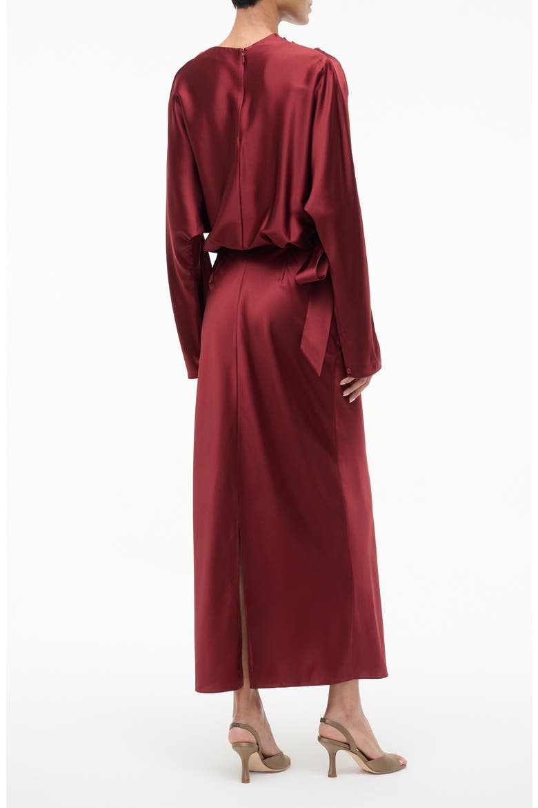 Phoebe Long Sleeve Stretch Silk Dress, Alternate, color, SANGRIA