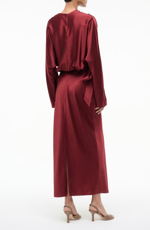 Staud Phoebe Long Sleeve Stretch Silk Dress In Red