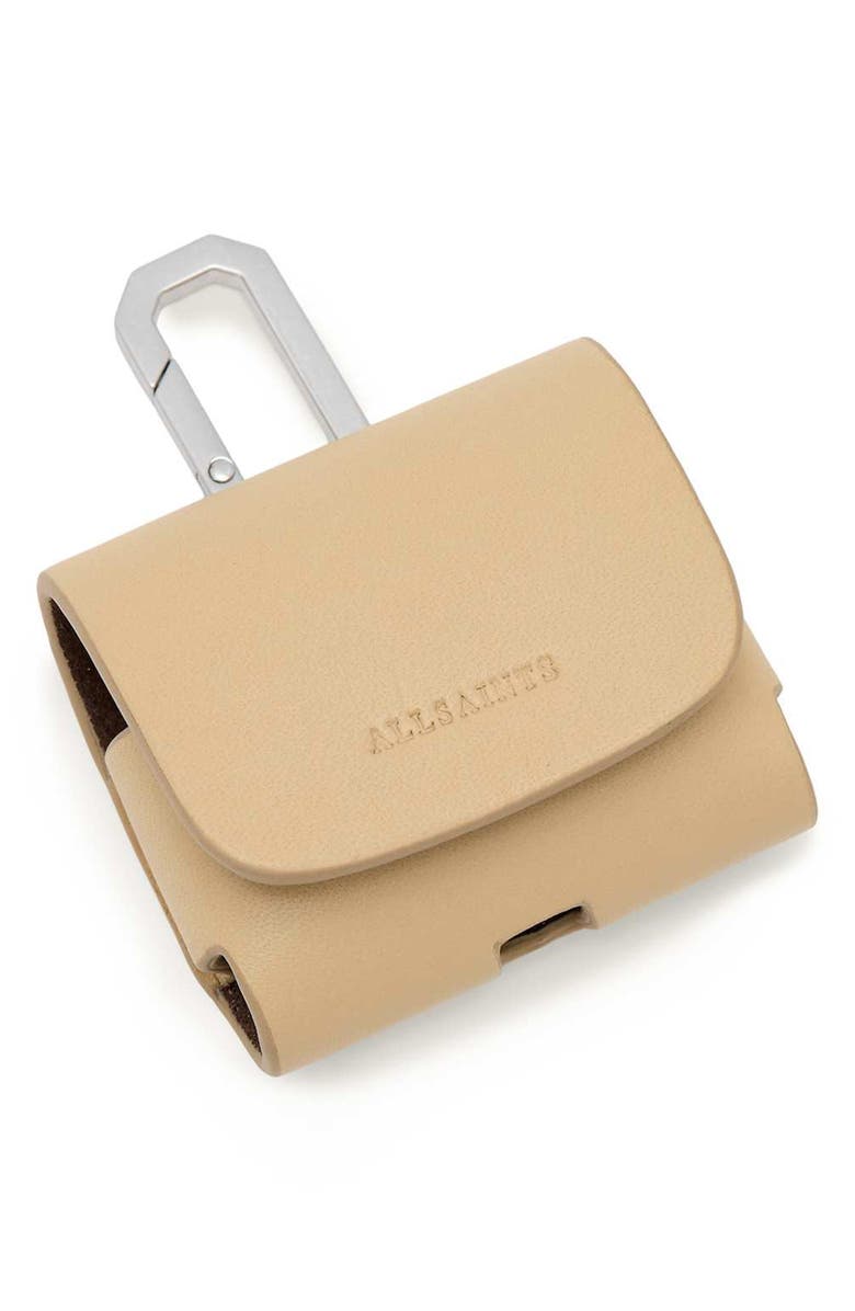AllSaints Hex Leather AirPod Case, Alternate, color, Mellow Yellow