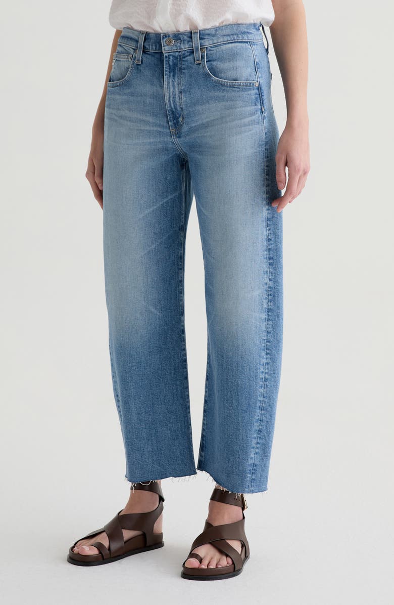 AG Hattie Raw Hem High Waist Crop Barrel Jeans, Alternate, color,