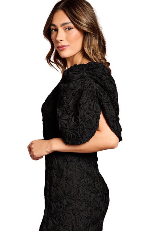 Coast Floral Pleated Sleeve Pencil Dress In Black