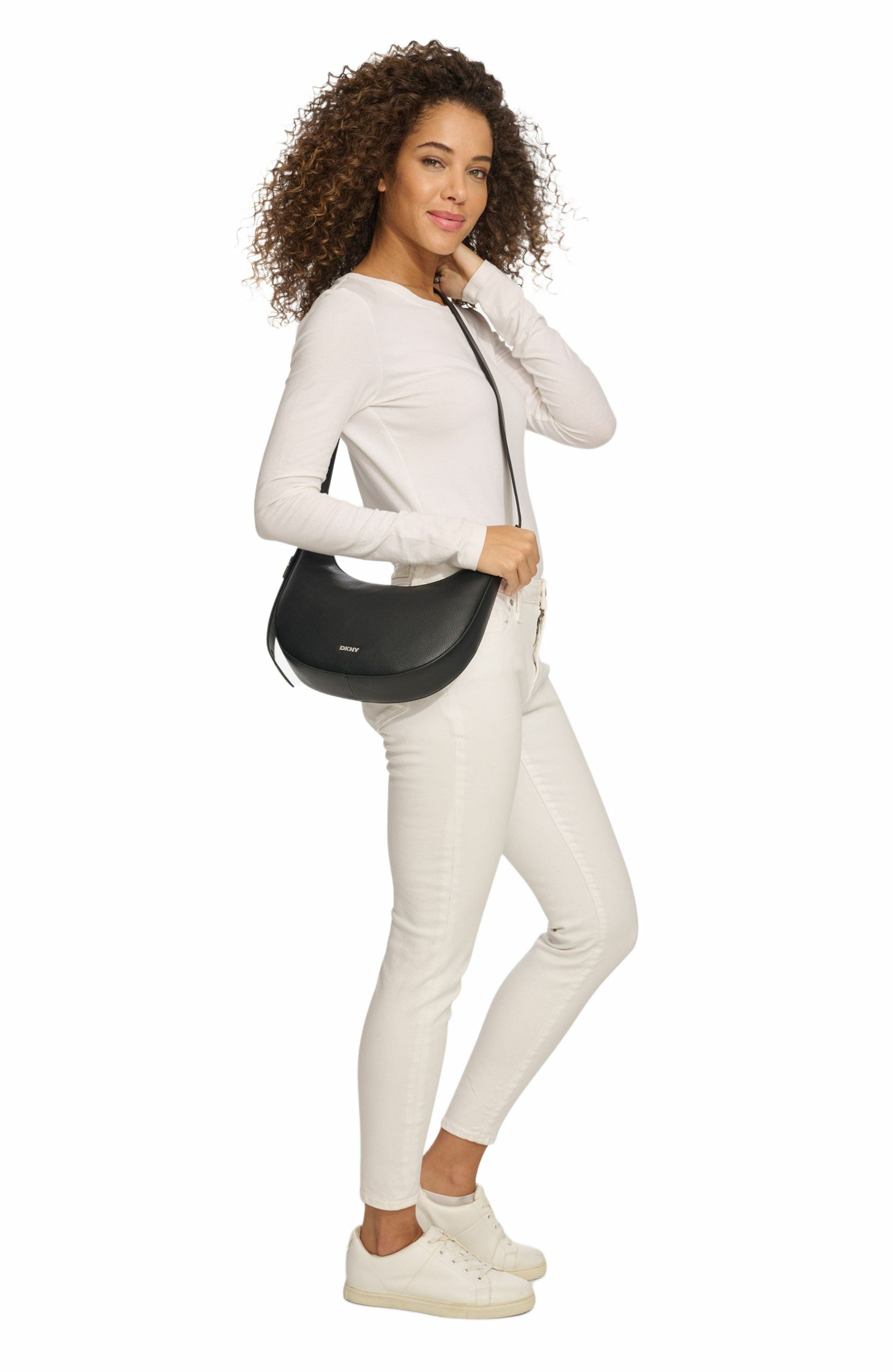 DKNY Bleeker Crossbody Bag, Alternate, color, Black/Silver