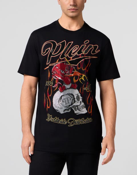 Round Neck T-Shirt Little Devil Crystal Men