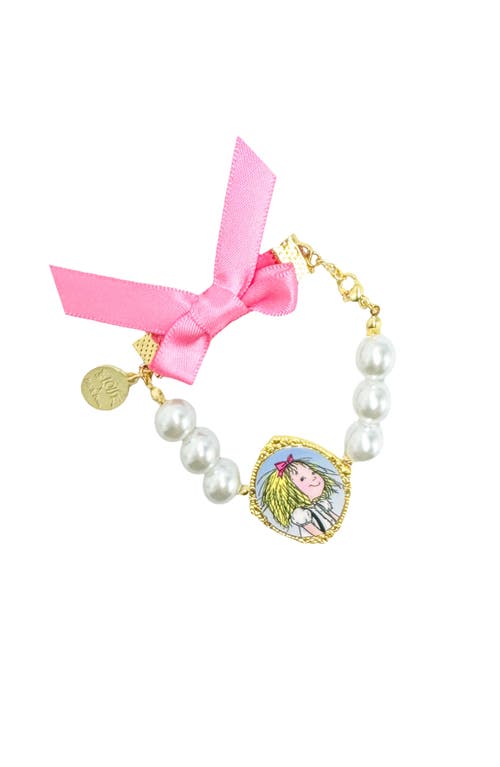 Bits & Bows Eloise X  Bow Pearls Cameo Bracelet In Pink
