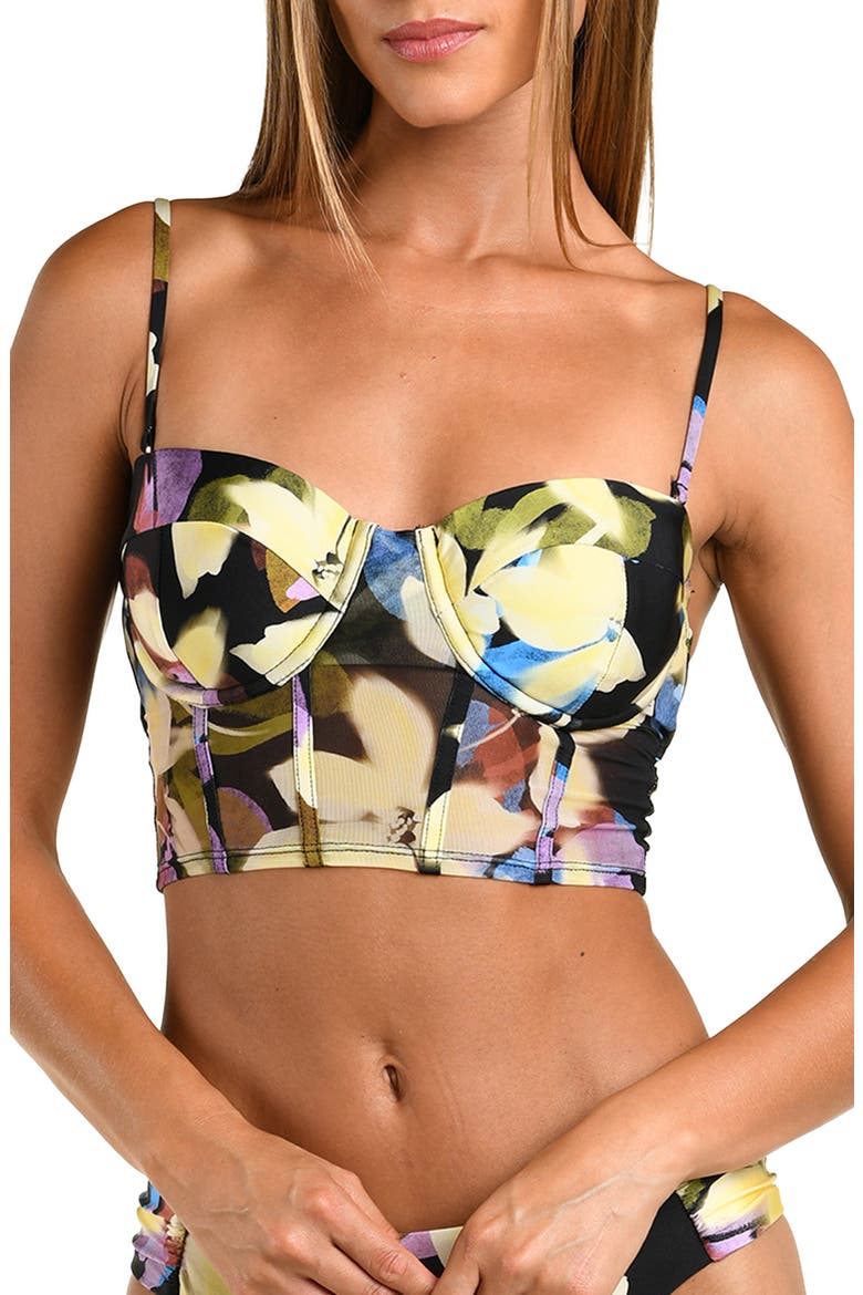 Afterglow Underwire Convertible Midkini Swim Top, Main, color, BLACK MULTI