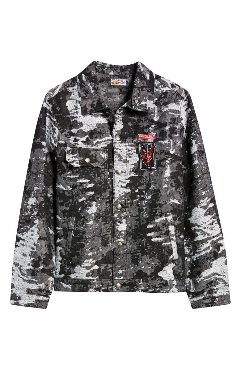 VERYRARE Devil Slayer Camo Jacquard Trucker Jacket, Alternate, color, Black