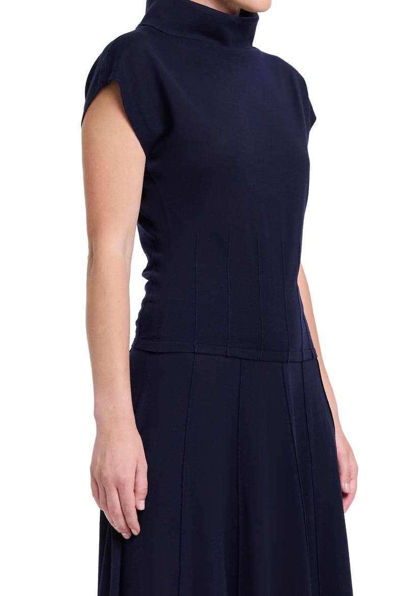 Pintuck Detail Funnel Neck Virgin Wool Top, Alternate, color, BLUE NIGHTS