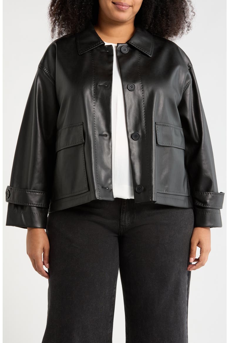 Faux Leather Jacket, Main, color, BLACK