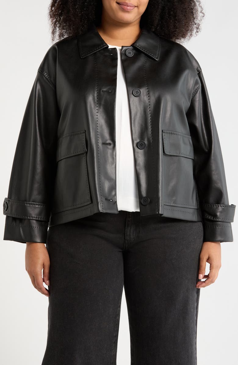 MAX STUDIO Faux Leather Jacket, Main, color, Black