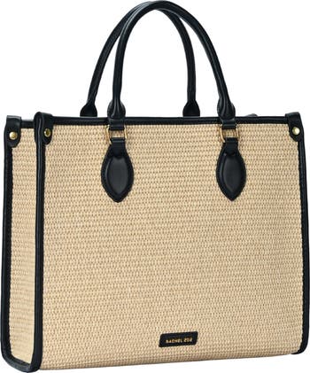 Raffia Contrast Tote Bag