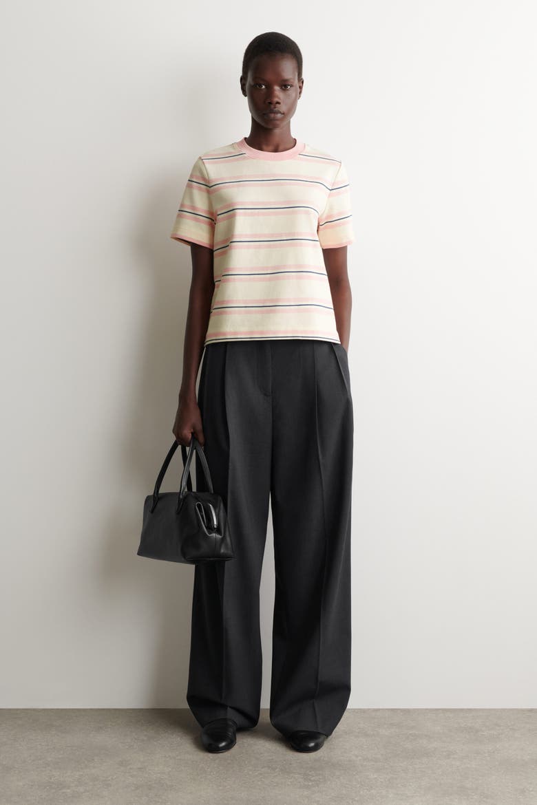 Clean Cut T-Shirt, Alternate, color, ECRU / PINK / STRIPED