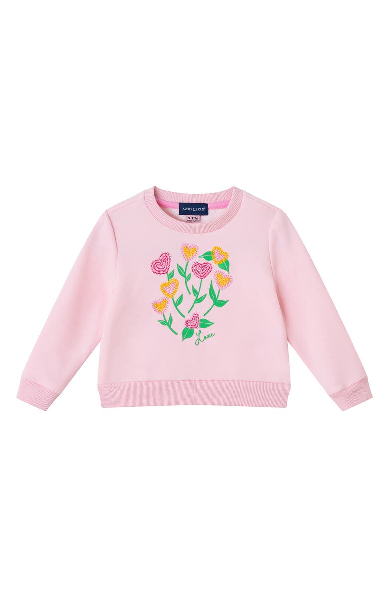 Andy & Evan Flower Twofer Sweatshirt & Dress Set, Alternate, color, Pink