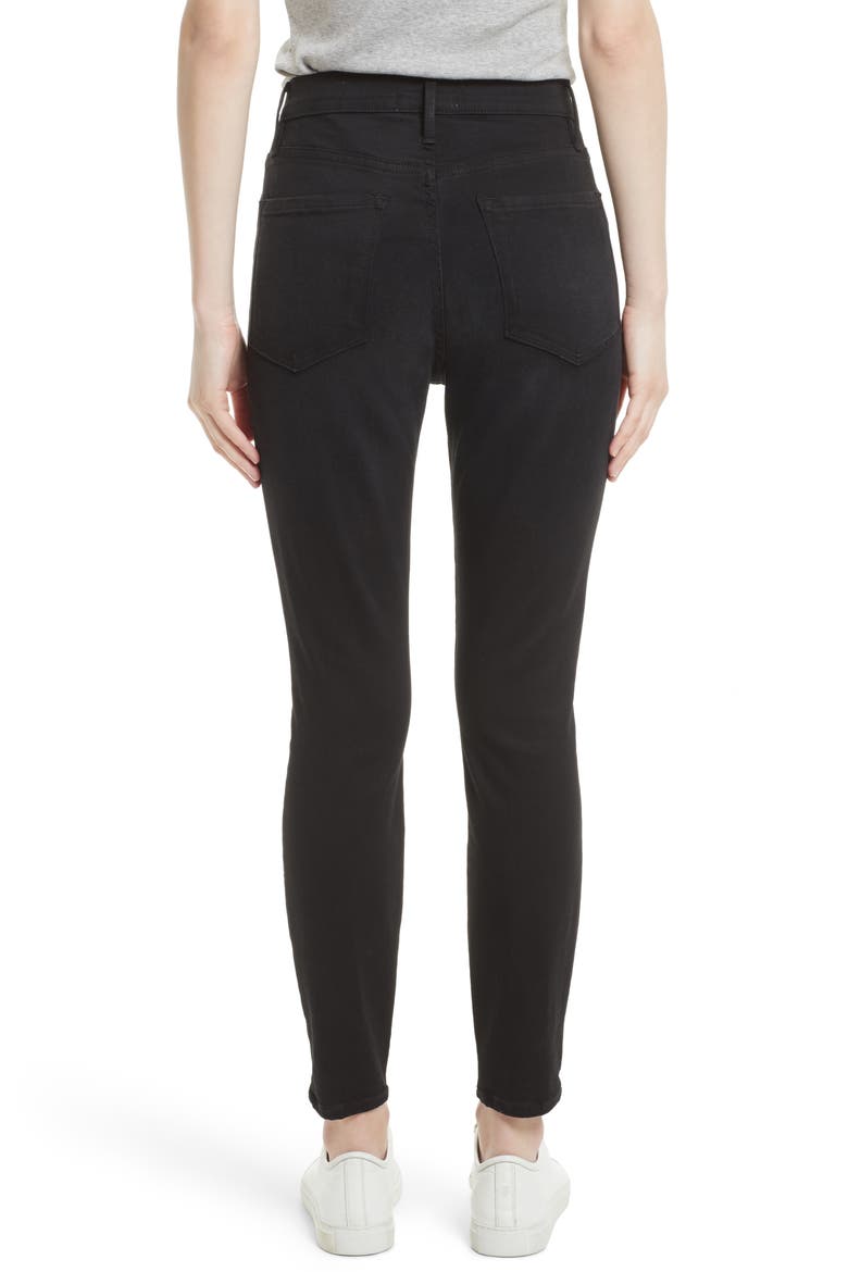 High Waist Skinny Jeans, Alternate, color, NOIR