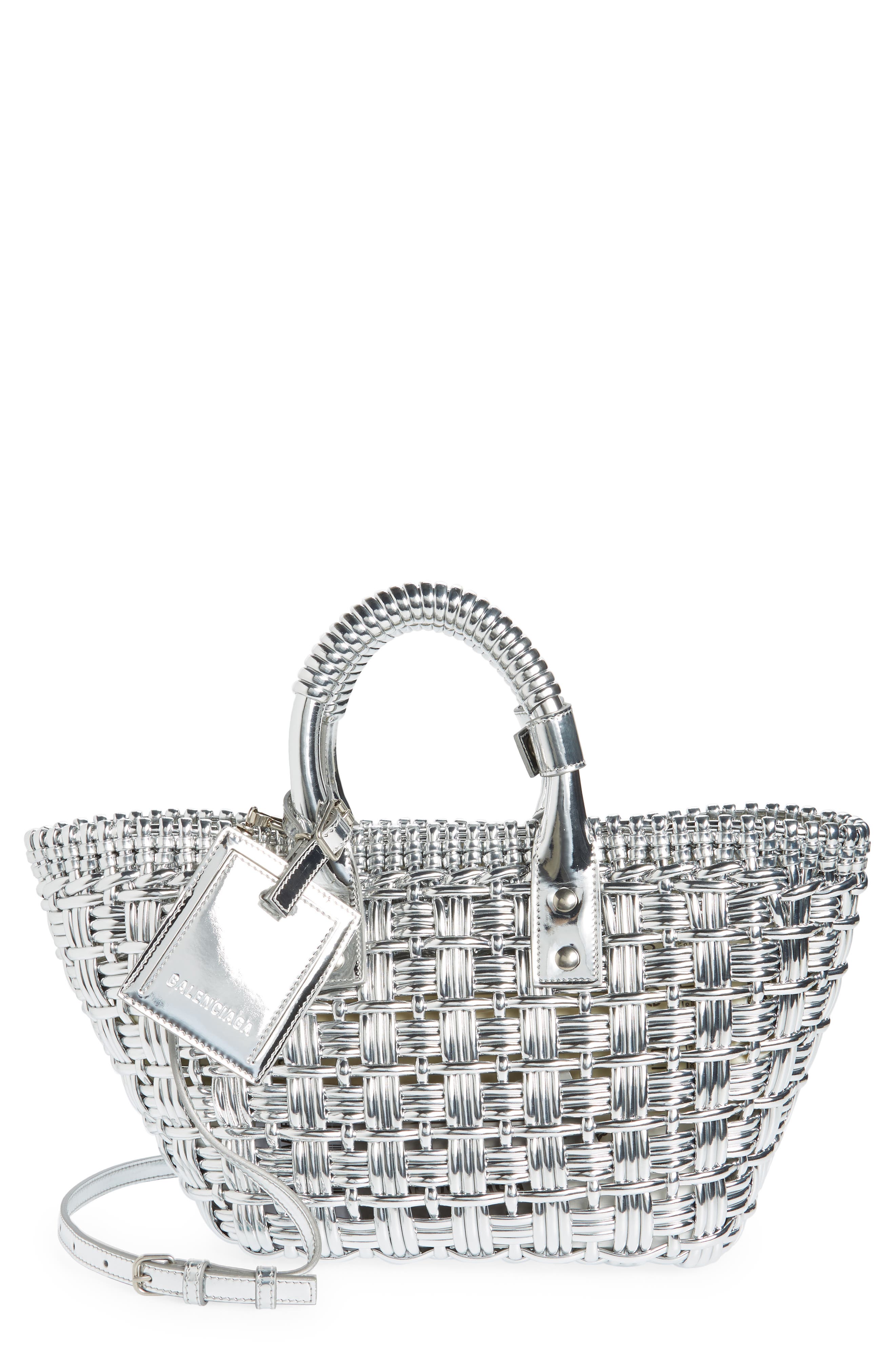 Balenciaga Extra Small Mirrored Bistro Basket Shoulder Bag, Main, color, 