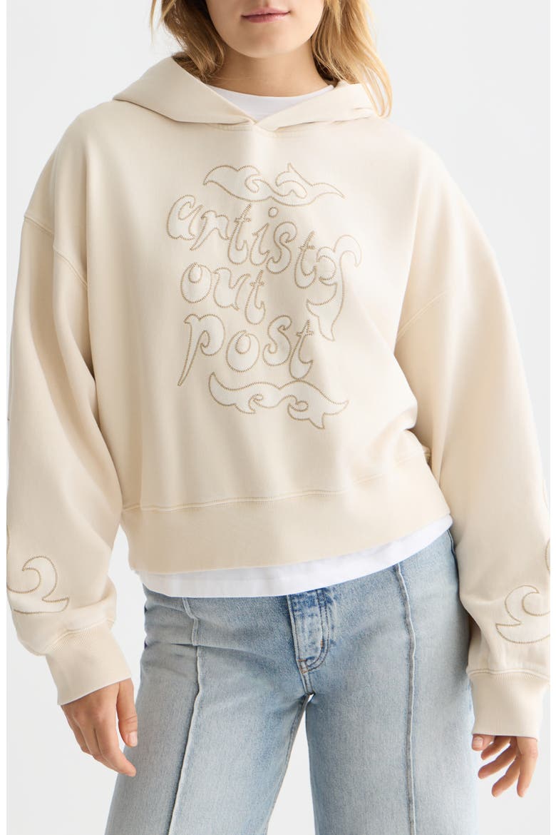 Washed Artwork Cotton Hoodie, Main, color, EGGNOG