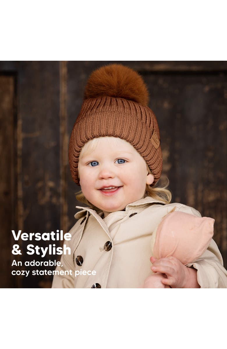 KeaBabies 2-Pack Pom Knitted Beanie, Alternate, color, Rust