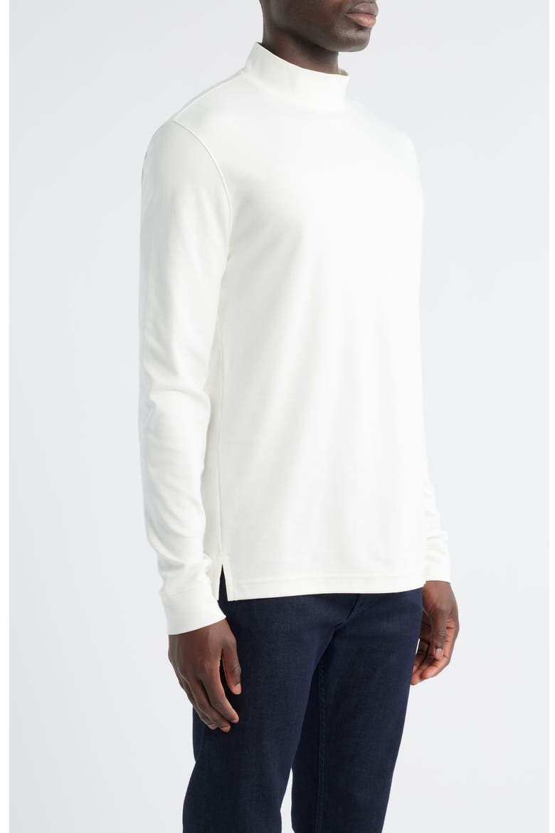 Pima Cotton Interlock Mock Neck Top, Alternate, color, WHITE