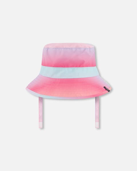 Baby Girl's Printed Beach Sun Hat Pink, Orange, And Turquoise