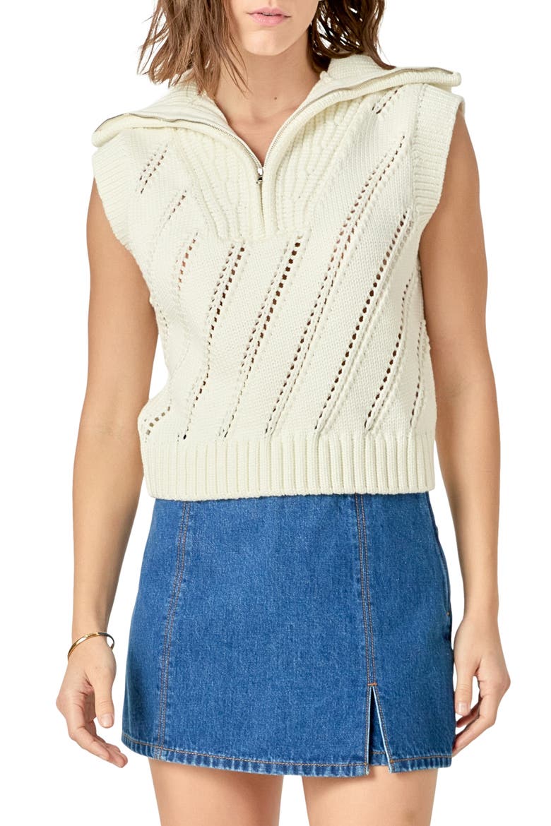 Half-Zip Sweater Vest, Main, color, WHITE