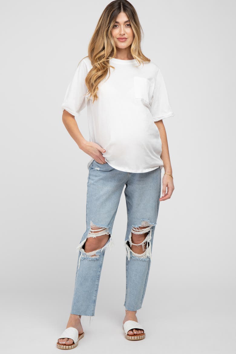 Oversized Pocket Front Short Sleeve Top, Alternate, color, White