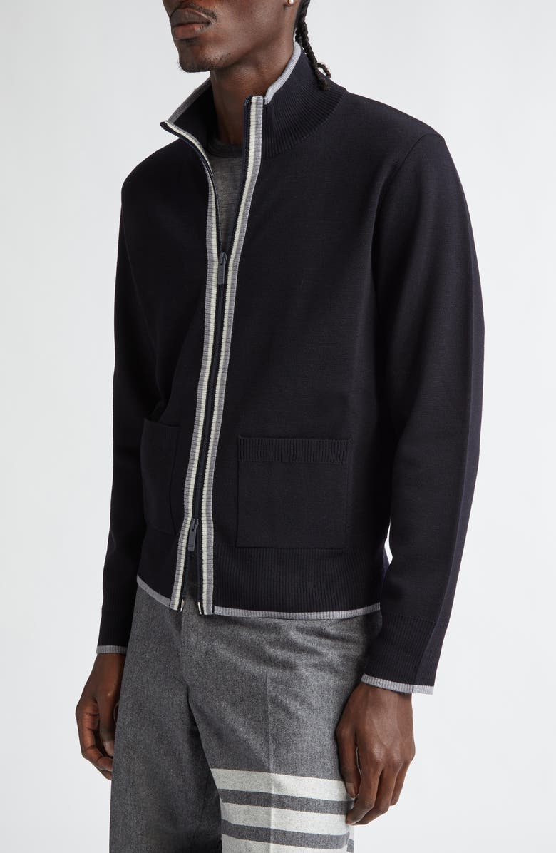 Thom Browne Milano Stitch Virgin Wool Cardigan, Alternate, color, 