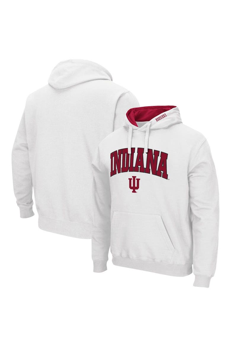 Men's Colosseum White Indiana Hoosiers Arch & Logo 3.0 Pullover Hoodie, Main, color, White