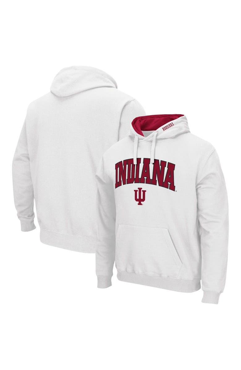 COLOSSEUM Men's Colosseum White Indiana Hoosiers Arch & Logo 3.0 Pullover Hoodie, Main, color, White