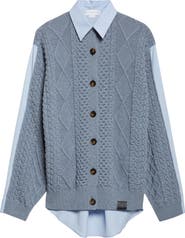 Stella McCartney Hybrid Knit Shirt Cardigan