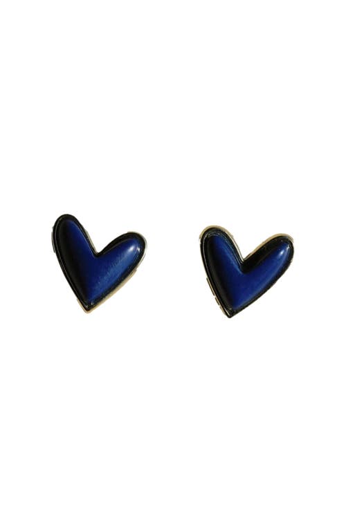 Nickel & Suede Sweetheart Stud Earrings