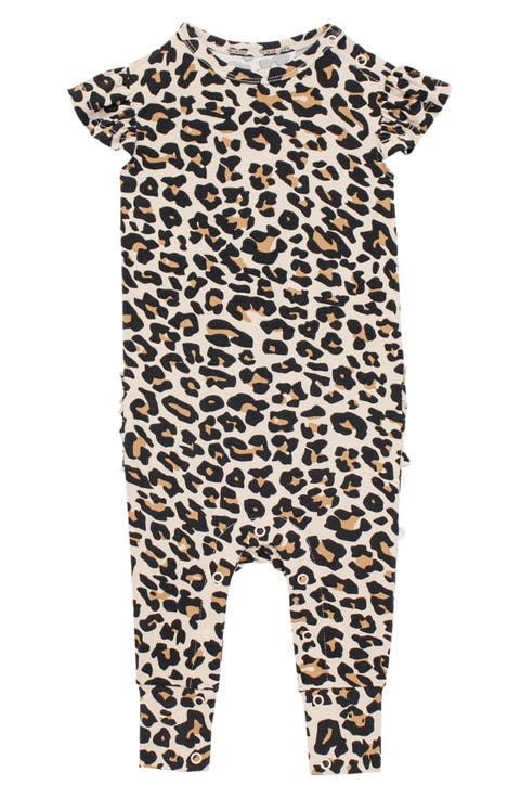 Lana Leopard Ruffle Cap Sleeve Romper (Baby)