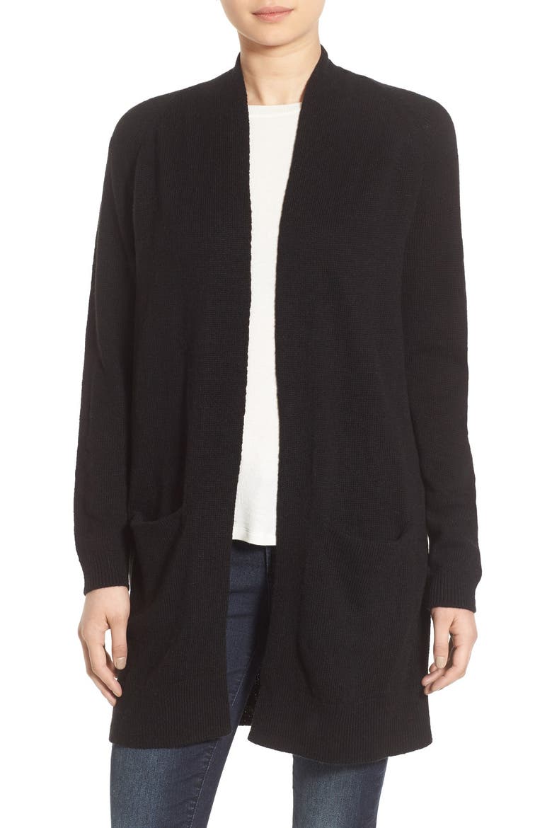 Open Front Cardigan, Main, color, BLACK