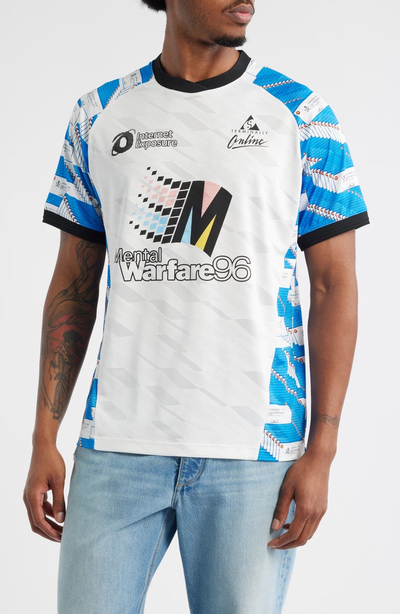 MARKET Terminally Online Graphic Soccer Jersey, Main, color, Blue Multi