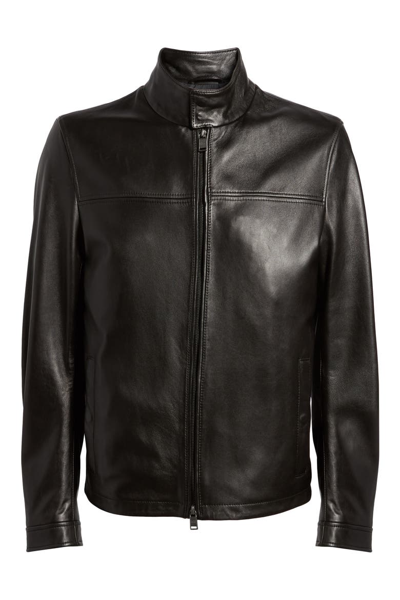 Nerous Leather jacket, Alternate, color, BLACK
