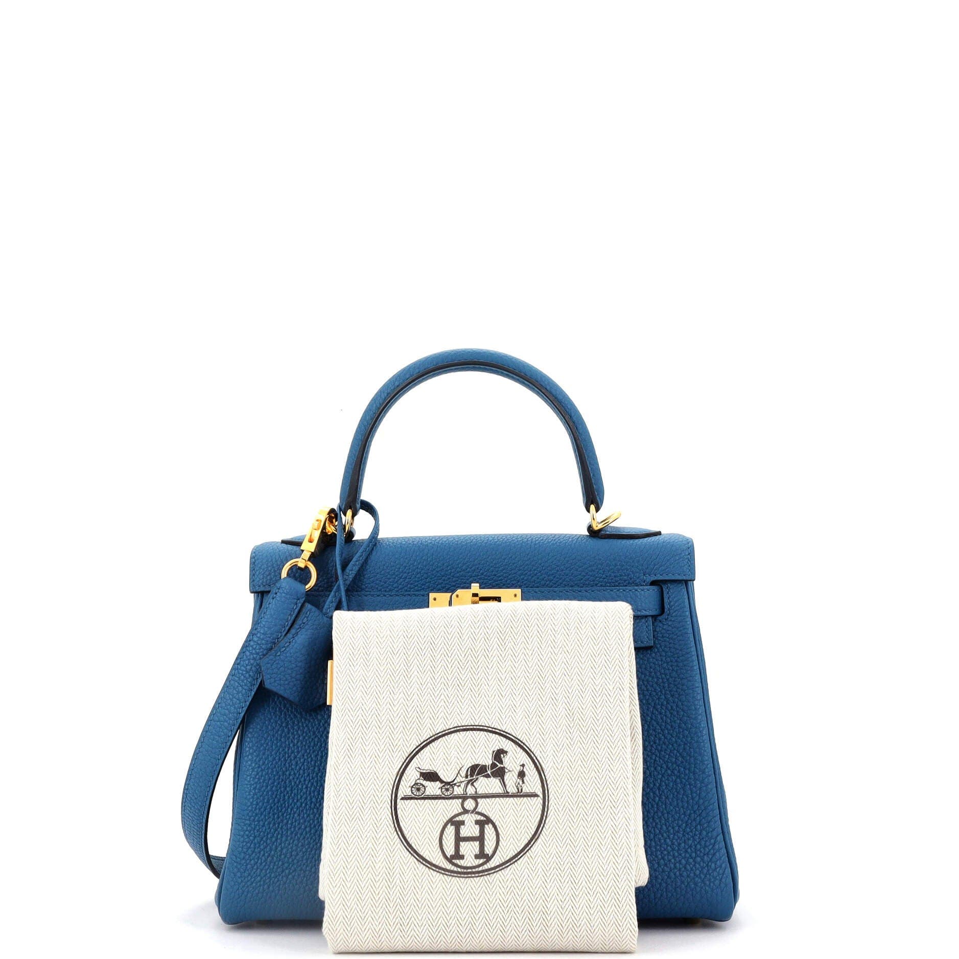 Pre-Owned Hermes Kelly Handbag Blue Togo with Gold Hardware 25, Alternate, color, 