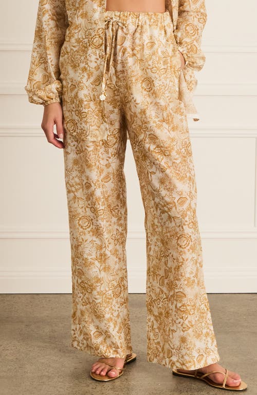 Aqua Blu High Waist Resort Pants In Gold