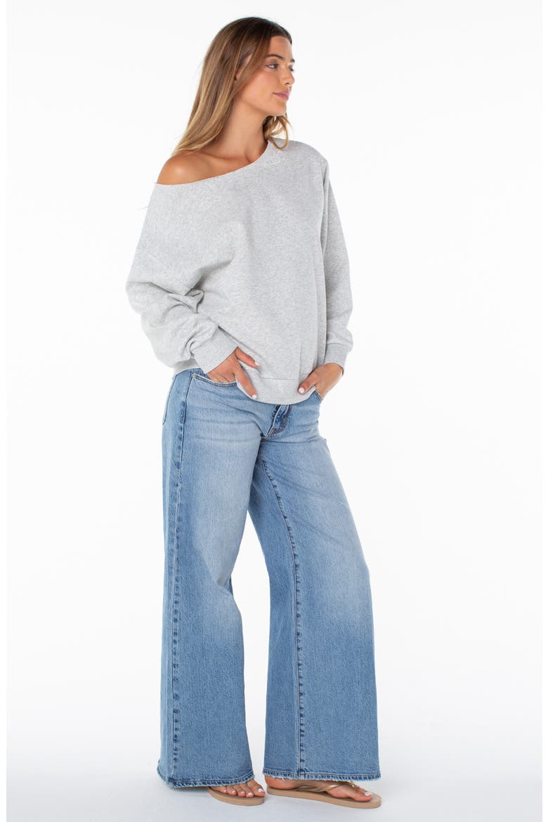 Wave Break One Shoulder Cotton Blend Sweatshirt, Alternate, color, HTHR GREY