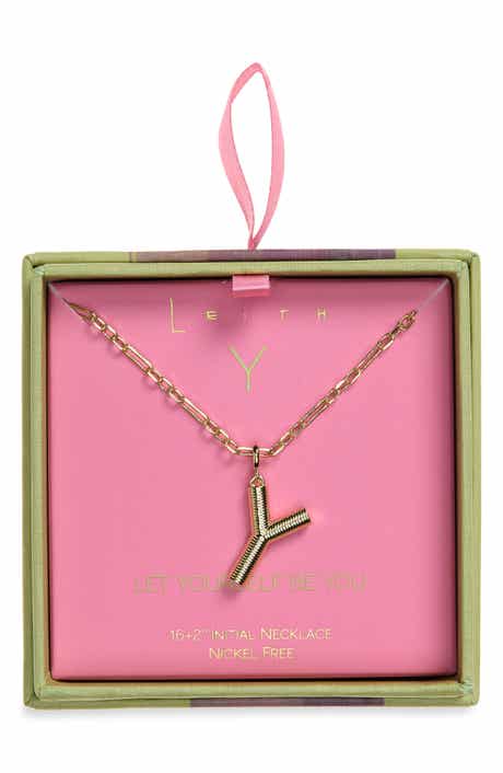 Initial Pendant Paper Clip Chain Necklace