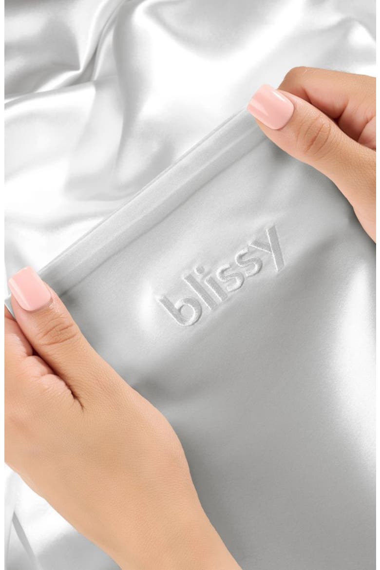 Crescent Silk Pillowcase, Alternate, color, SILVER
