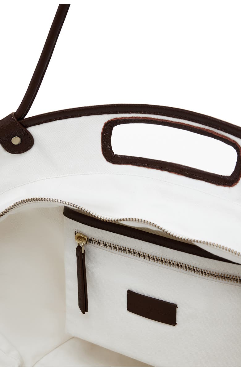 Desigual Raw Edge Detail Shopping Bag, Alternate, color, White