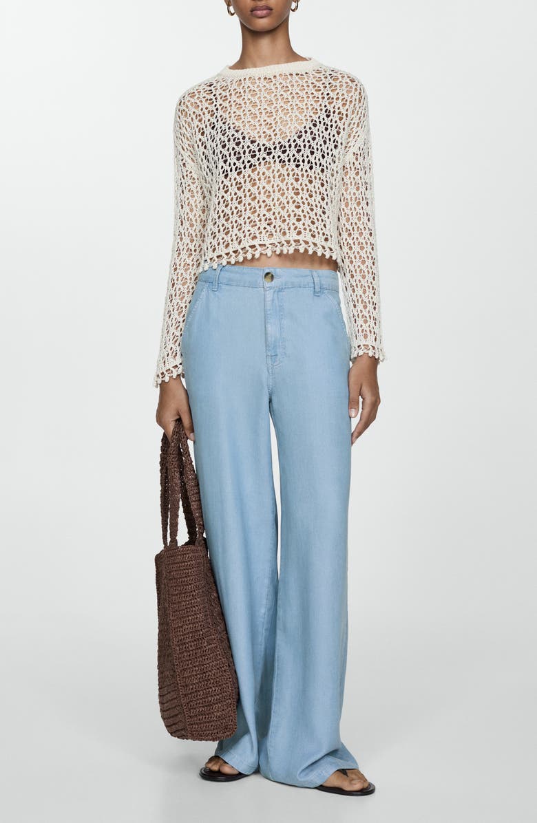 MANGO Lyocell Wide Leg Pants, Alternate, color, 