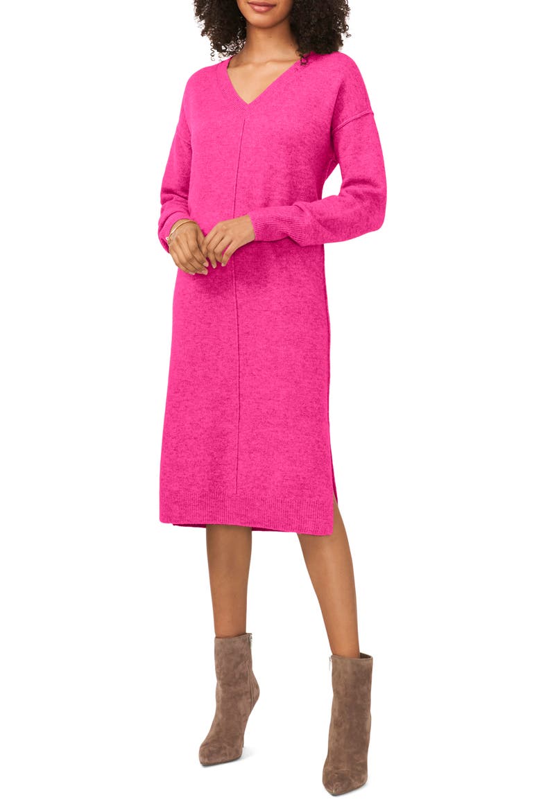 Exposed Seam Long Sleeve Sweater Dress, Main, color, PARADOX