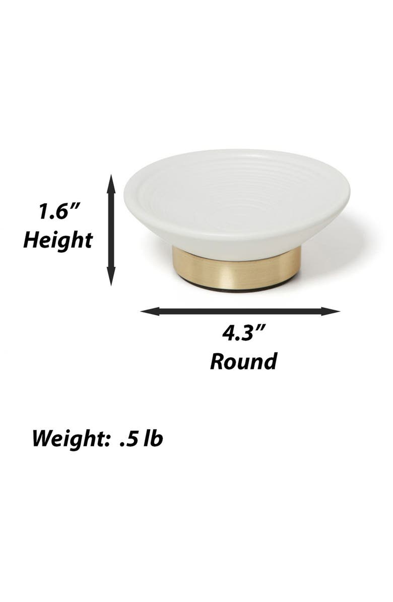 ROSELLI TRADING COMPANY Dubai Brass Trim Soap Dish, Alternate, color, White