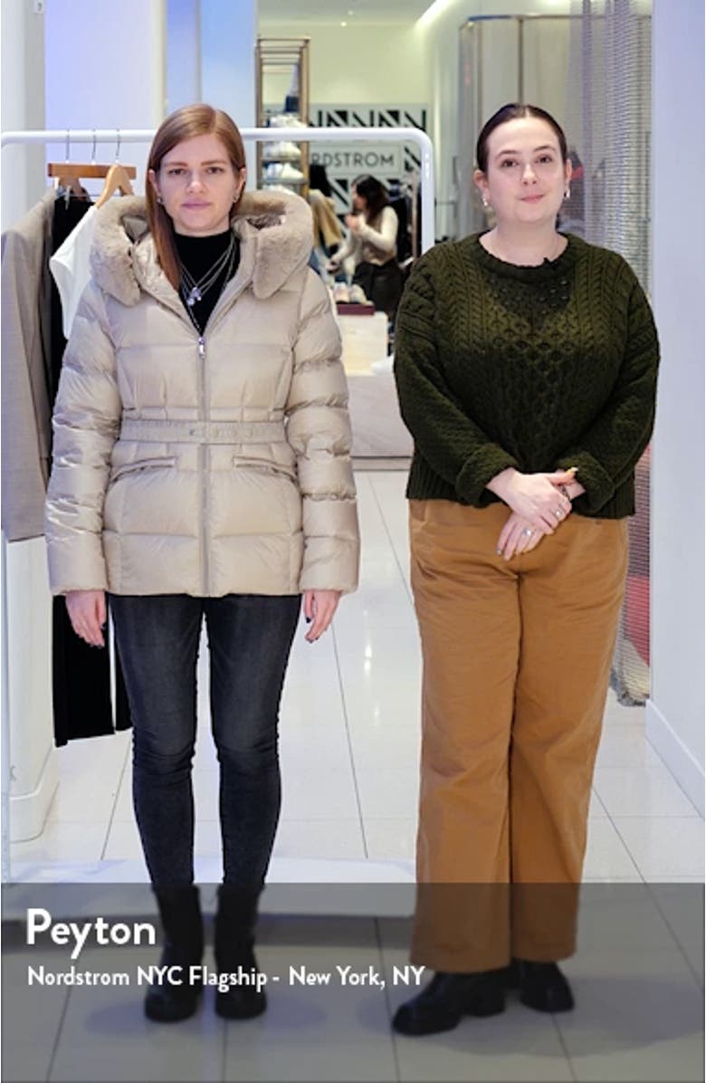 Lux Faux Fur Lined Water Resistant Recycled Nylon Down Puffer Jacket, sales video thumbnail